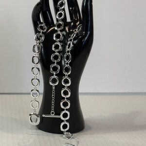 🆕 Modern Luxe: 925 Sterling Silver Geometric Link Necklace & Bracelet Set 🆕